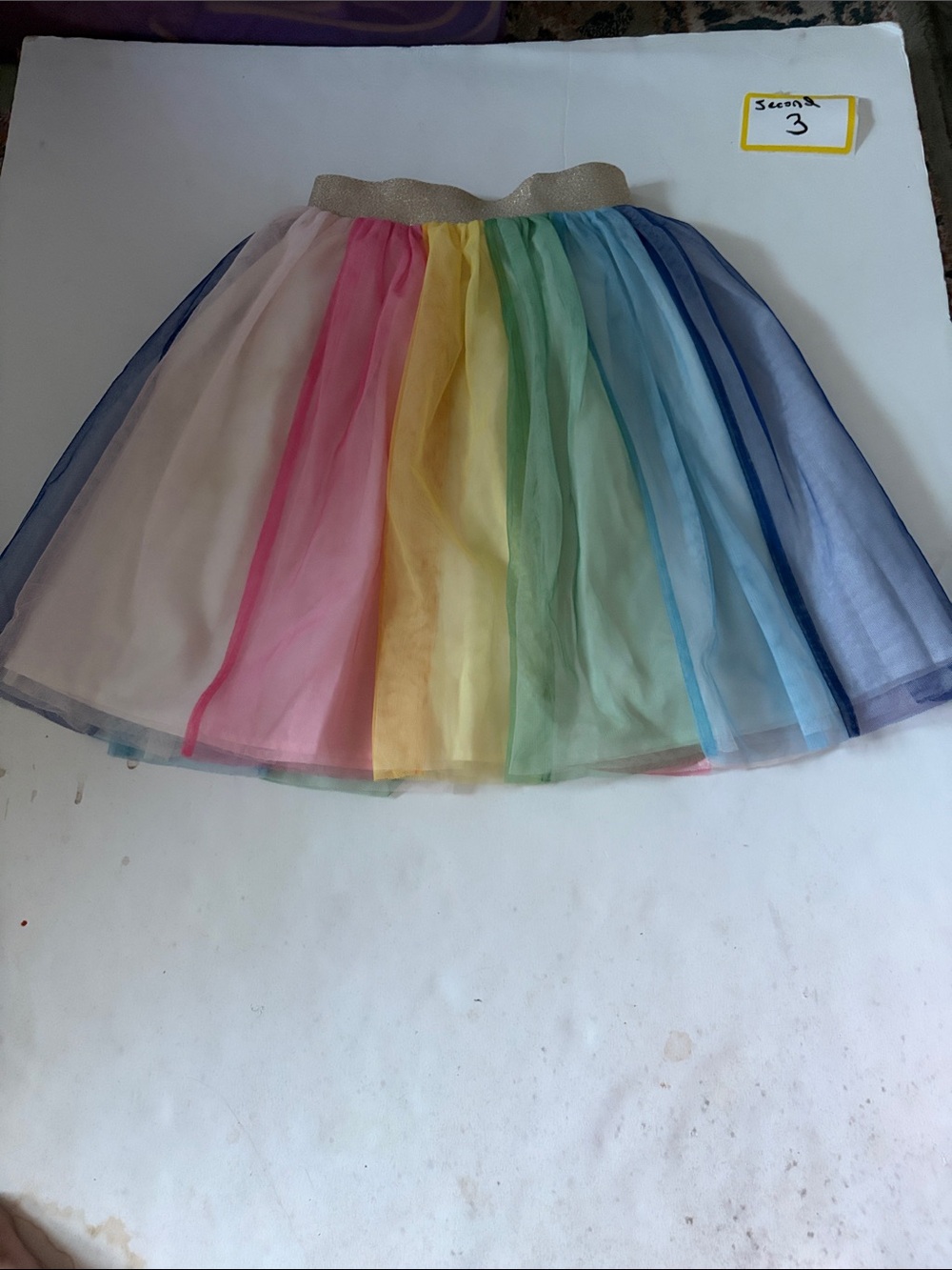 Hanna Andersson Pastel Rainbow Tulle Skirt with Gold Waistband